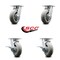 Service Caster 6 Inch Kingpinless Thermoplastic Rubber Wheel Swivel Caster Set with 2 Brakes SCC-KP30S620-TPRRD-2-SLB-2 - alternate 2